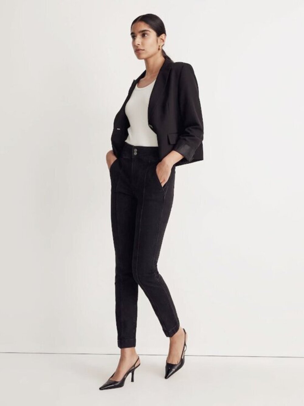 Madewell The Perfect Vintage Jean Tuxedo Edition Size 32 Black Crop Jeans